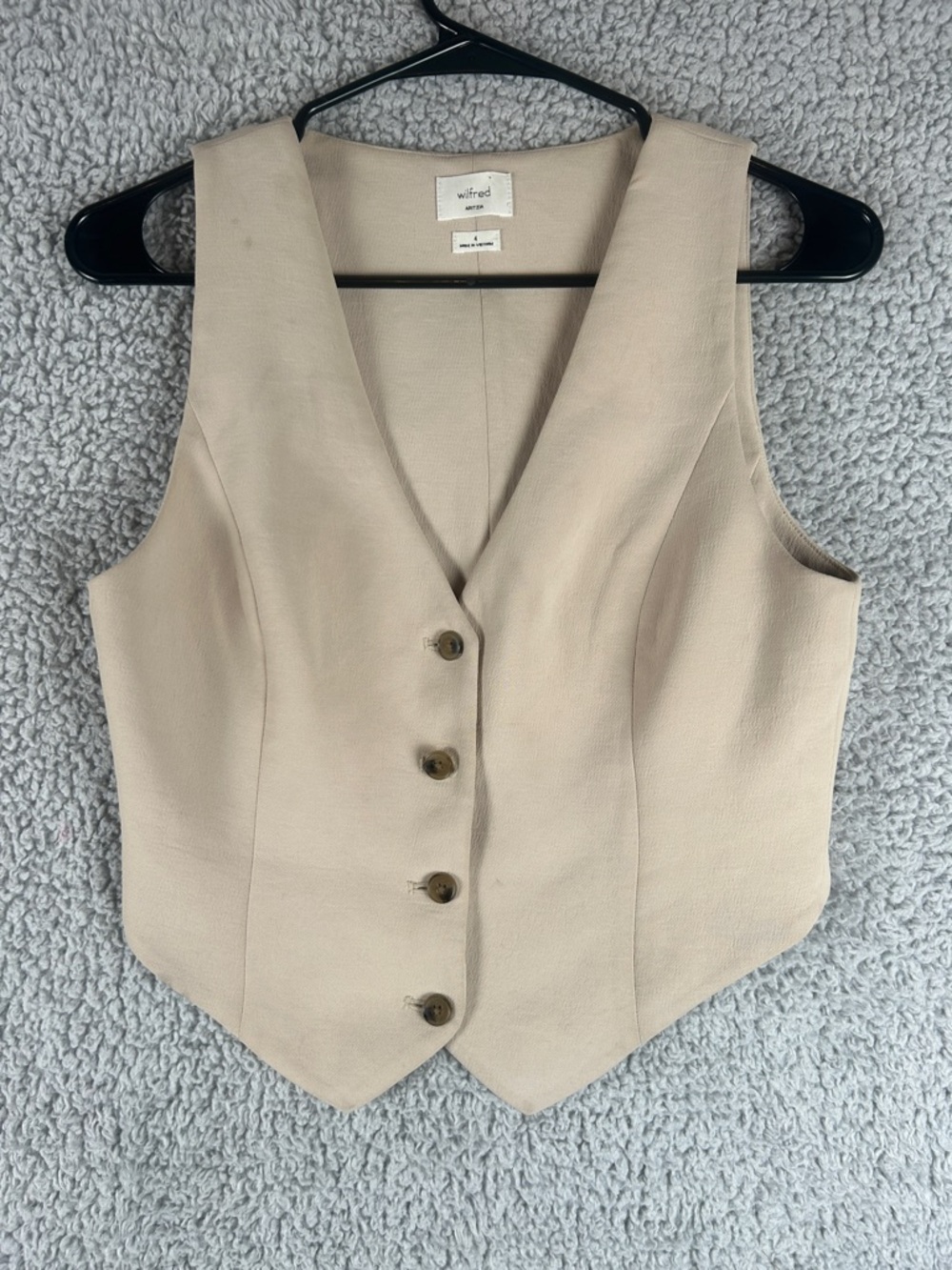Wilfred Sleeveless Button Front Beige Vest Size 4